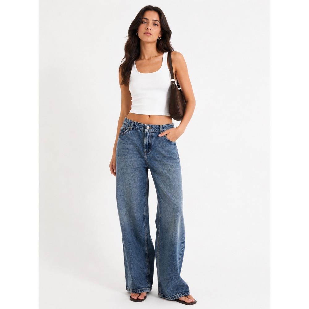 House Wide Leg Jeans Womens 36 Blue High Waisted Baggy Denim Skater Streetwear
